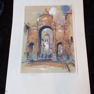 Vintage 1940's Al Mettel Signed Print "The Arch of San Francisco"  Cuzco Peru